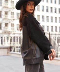 HYFVE Fante Vegan Leather Sherpa Shacket CLOTHING 12 HYFVE Fante Vegan Leather Sherpa Shacket CLOTHING