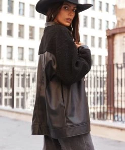 HYFVE Fante Vegan Leather Sherpa Shacket CLOTHING 10 HYFVE Fante Vegan Leather Sherpa Shacket CLOTHING