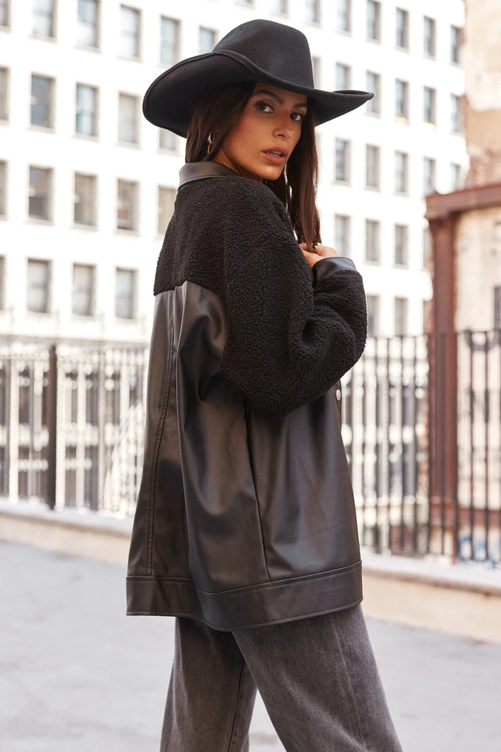 HYFVE Fante Vegan Leather Sherpa Shacket CLOTHING 5 HYFVE Fante Vegan Leather Sherpa Shacket CLOTHING