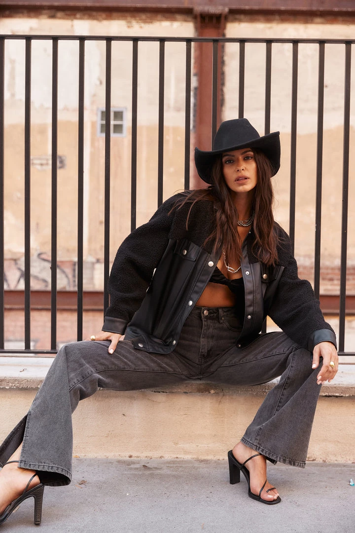 HYFVE Fante Vegan Leather Sherpa Shacket CLOTHING 3 HYFVE Fante Vegan Leather Sherpa Shacket CLOTHING