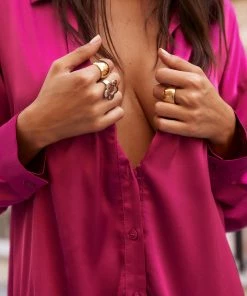 ACOA Unstoppable Fuchsia Satin Dress CLOTHING