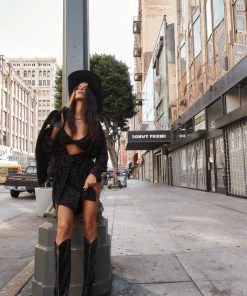 ACOA After Party Black Velvet Zebra Dress CLOTHING