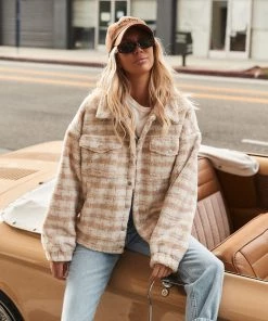 LE LIS CLOTHING Upstate Beige Teddy Jacket