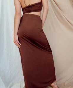 ACOA CLOTHING St. Barths Brown Midi Skirt