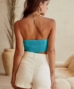 ACOA CLOTHING St. Barths Aqua Jacquard Crop Top