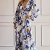 ACOA Adrienne Navy Abstract Maxi Dress CLOTHING