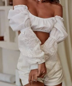 CLOUD TEN Astoria White Eyelet Crop Top