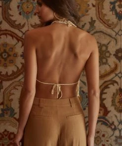 CLOUD TEN Bea Beige Fringe Halter Top 14 CLOUD TEN Bea Beige Fringe Halter Top