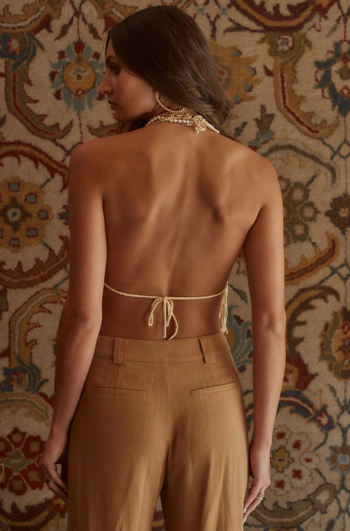 CLOUD TEN Bea Beige Fringe Halter Top 8 CLOUD TEN Bea Beige Fringe Halter Top