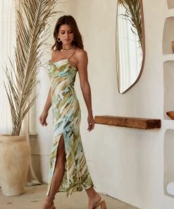 Adel B Boheme Olive Marble Maxi Dress 14 Adel B Boheme Olive Marble Maxi Dress