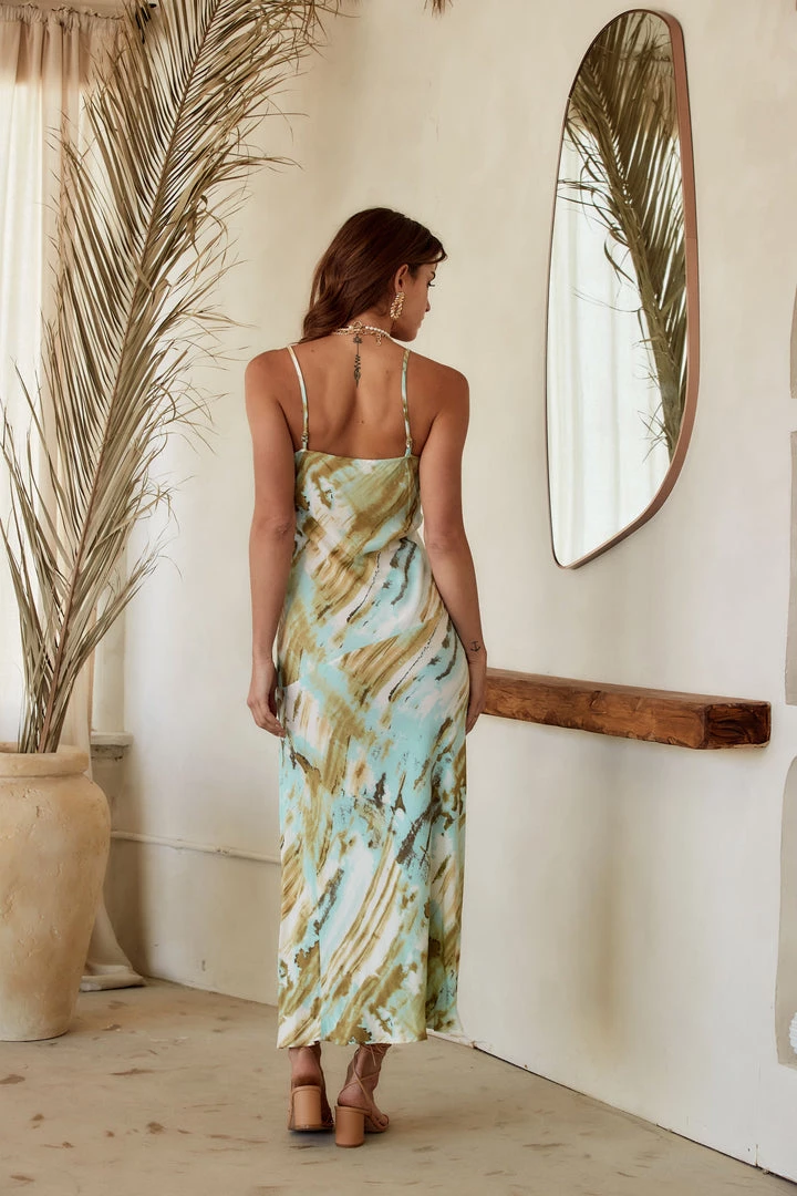 Adel B Boheme Olive Marble Maxi Dress 7 Adel B Boheme Olive Marble Maxi Dress