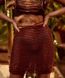 Emory Park CLOTHING Carried Away Rust Crochet Skirt