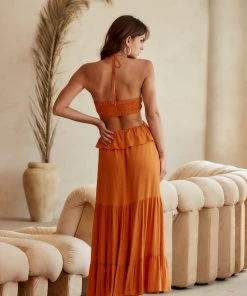 Papermoon CLOTHING Cha Cha Orange Maxi Dress