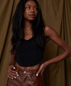 AFTER STITCH Cora Black Boning Tank CLOTHING