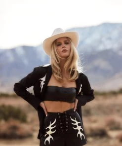 LETO ACCESSORIES CLOTHING Outlaw Black Vegan Leather Bandeau