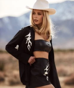 LE LIS Danica Black Vegan Leather Shorts CLOTHING