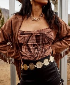 AFTER STITCH Daytona Brown Swirl Bodysuit