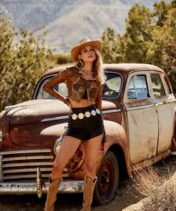 WINK CLOTHING Downtown Girl Olive Swirl Mesh Top