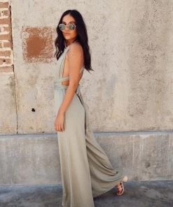 Modern Bridge International Co,Ltd. FLAT/RM B 3/F WING CHEONG COMM BLDG 19-25 JERVOIS STREET SHEUNG WAN HKWINK California Coast Olive Wrap Top Jumpsuit CLOTHING