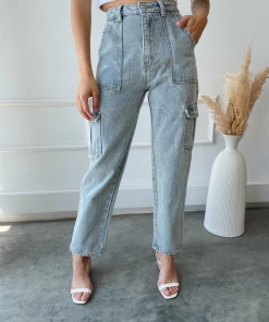 BEIGE BOTANY New Arrivals Eden Light Wash Cargo Pocket Jeans