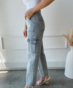 BEIGE BOTANY New Arrivals Eden Light Wash Cargo Pocket Jeans