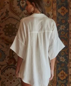 CLOUD TEN Essa White Gauze Top CLOTHING