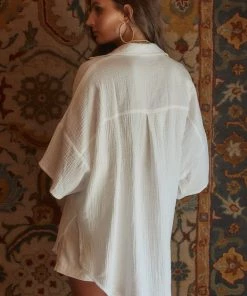 CLOUD TEN Essa White Gauze Top CLOTHING