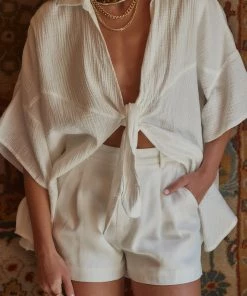 CLOUD TEN Essa White Gauze Top CLOTHING