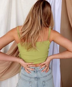 Emory Park Tied To You Matcha Cropped Tank