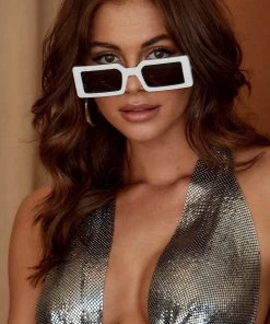 Lucent New Arrivals Divida White Rectangle Sunglasses