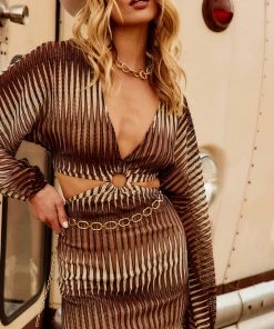 ACOA CLOTHING Free Bird Brown Long Sleeve Mini Dress