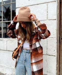 ACOA Nightfall Rust Plaid Shacket CLOTHING