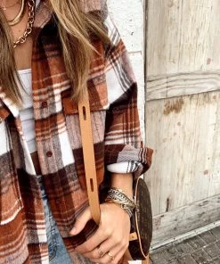 ACOA Nightfall Rust Plaid Shacket CLOTHING