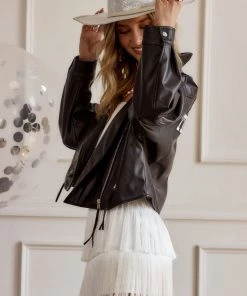 CLOUD TEN Gatsby White Fringe Skirt CLOTHING