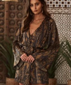 Dress Forum Gold Standard Black Kimono Dress