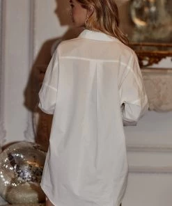 CRESCENT Hadley White Poplin Mini Dress CLOTHING