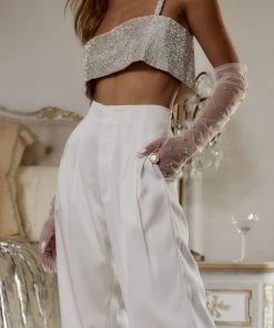 Modern Bridge International Co,Ltd. FLAT/RM B 3/F WING CHEONG COMM BLDG 19-25 JERVOIS STREET SHEUNG WAN HKWINK CLOTHING Shira Silver Rhinestone Crop Top