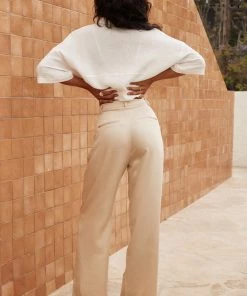 ET CLET Jaxon Cream Wide Leg Trousers CLOTHING