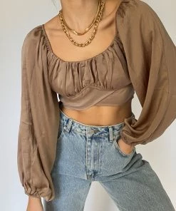 HYFVE CLOTHING Poolside Khaki Crop Top