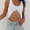REHAB Bogota White Crochet Open Knit Tank