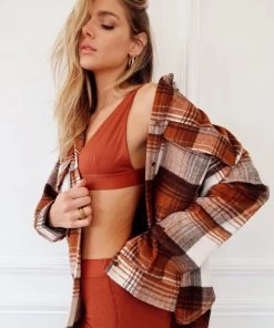 RIVER CLOTHING Rylie Rust Ribbed Bralette