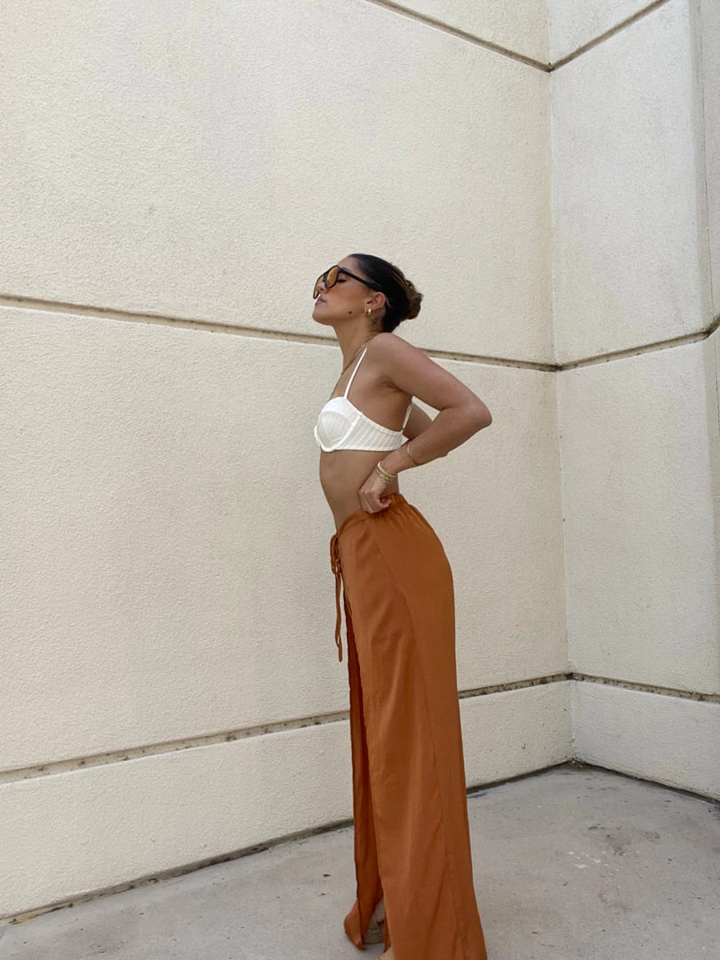 HYFVE Dalia Front Slit Caramel Pants CLOTHING 4 HYFVE Dalia Front Slit Caramel Pants CLOTHING