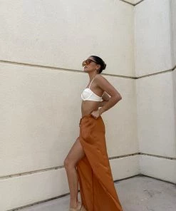 HYFVE Dalia Front Slit Caramel Pants CLOTHING 12 HYFVE Dalia Front Slit Caramel Pants CLOTHING