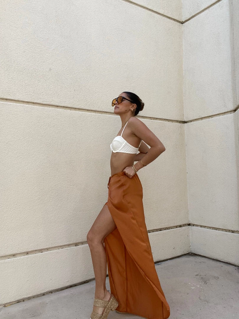 HYFVE Dalia Front Slit Caramel Pants CLOTHING 6 HYFVE Dalia Front Slit Caramel Pants CLOTHING