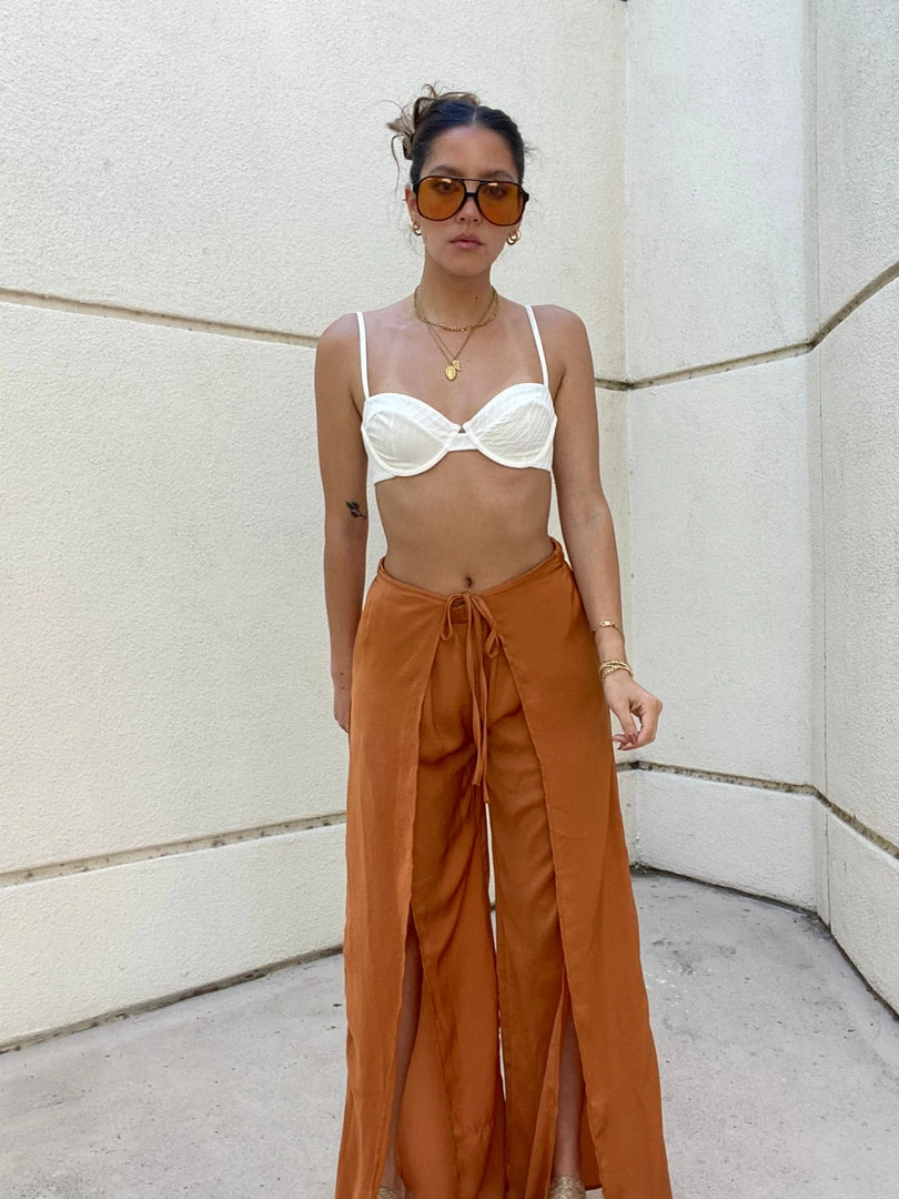 HYFVE Dalia Front Slit Caramel Pants CLOTHING 8 HYFVE Dalia Front Slit Caramel Pants CLOTHING