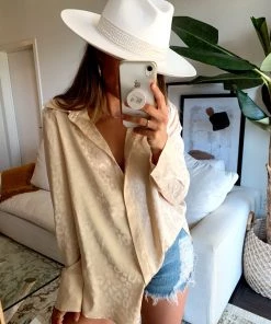 Olive & Pique Verona Ivory Wide Brim Hat