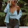 ACOA Palm Canyon Blue Satin Top