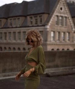 ACOA Free Bird Olive Crochet Long Sleeve Mini Dress 11 ACOA Free Bird Olive Crochet Long Sleeve Mini Dress