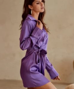 ACOA Janessa Purple Satin Mini Dress