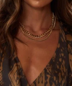 ALUMAUSA Janie Gold Double Layered Chain Necklace